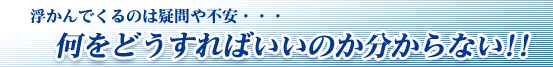 浮かんでくるのは疑問や不安・・・何をどうすればいいのかわからない!!